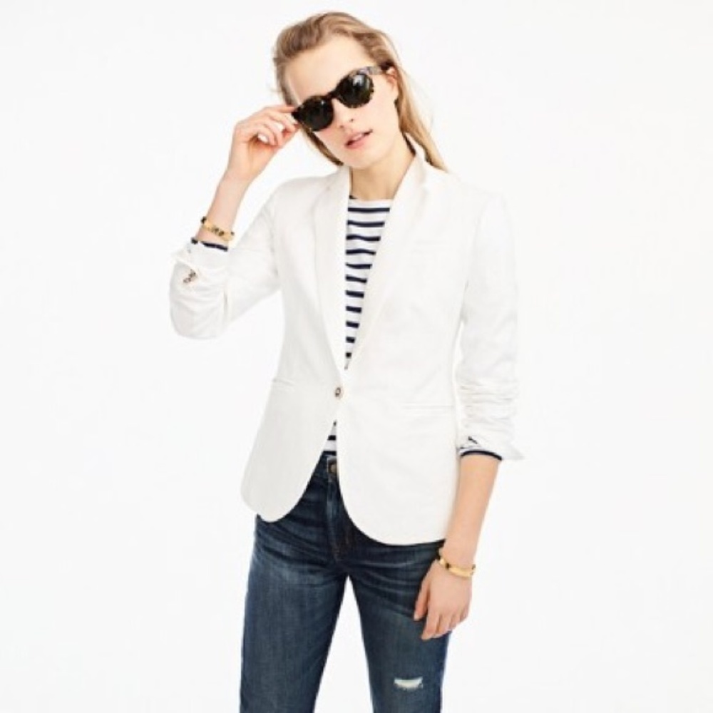 New J.Crew Petite Unstructured Blazer-Cotton/Linen
